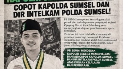 PB SEMMI Desak Kapolri Copot Kapolda Sumsel dan Dir Intelkam